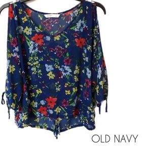 Old Navy | Blue Floral open arm top